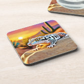 Leopard Gecko Wüstendesign Getränkeuntersetzer (Linke Seite)