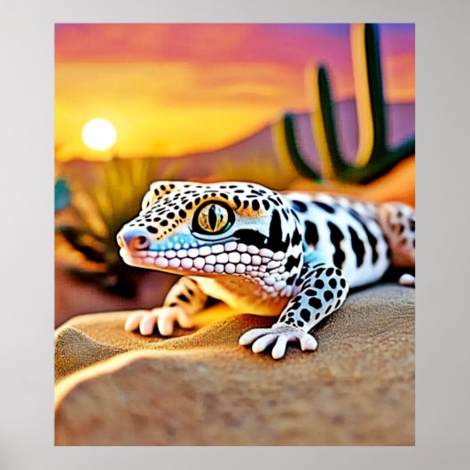 Leopard Gecko Wüstendesign Poster (Vorne)