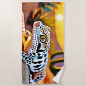 Leopard Gecko Wüstendesign Strandtuch (Vorderseite)