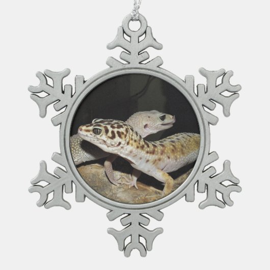 Leopard Geckoentwurf für alle! Schneeflocken Zinn-Ornament (Vorderseite)