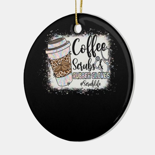 Leopard Gefärbte Krawatte Kaffeeskrubs Rubber Glov Keramik Ornament (Links)