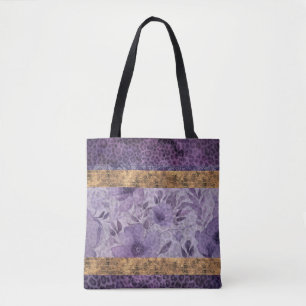 Leopard, gemischt mit lila Blumenmuster Tasche