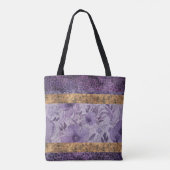 Leopard, gemischt mit lila Blumenmuster Tasche (Rückseite)