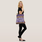 Leopard, gemischt mit lila Blumenmuster Tasche (Am Model)