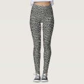Leopard Gemustert Grau auf Holzkohle Leggings (Vorderseite)