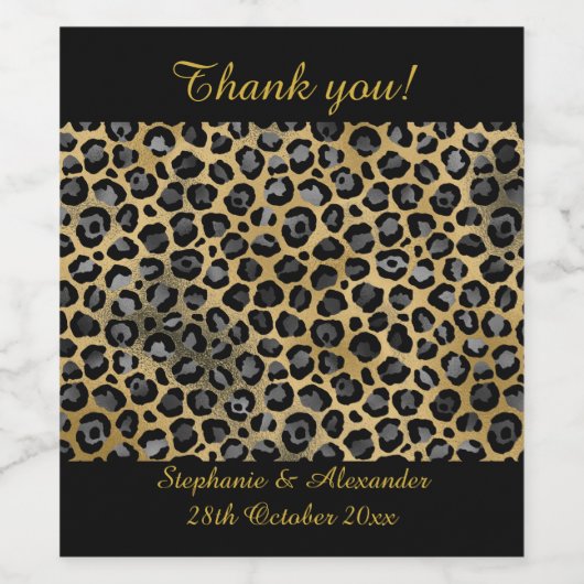 LEOPARD GEMUSTERT SCHWARZ KUNSTBAR WEINETIKETT (Einzelnes Label)