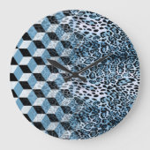 Leopard Geometric, Tierhautdesign. Große Wanduhr (Vorderseite)