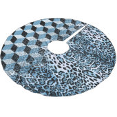 Leopard Geometric, Tierhautdesign. Polyester Weihnachtsbaumdecke (Schrägansicht)