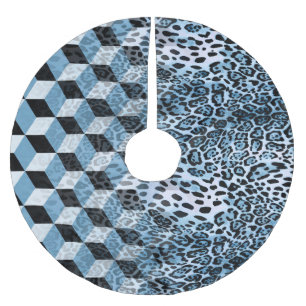 Leopard Geometric, Tierhautdesign. Polyester Weihnachtsbaumdecke