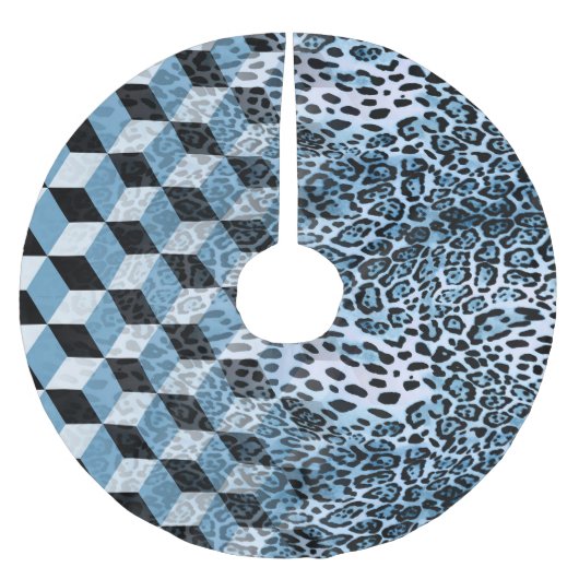 Leopard Geometric, Tierhautdesign. Polyester Weihnachtsbaumdecke (Vorderseite)