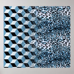 Leopard Geometric, Tierhautdesign. Poster
