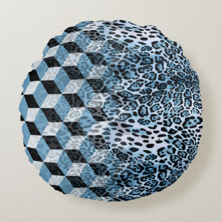 Leopard Geometric, Tierhautdesign. Rundes Kissen