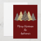 Leopard Gepard Büffel Karo Weihnachtsbäume Karte (Vorne/Hinten)
