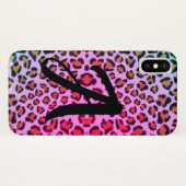 Leopard-Gepard-Gepard-Rosa-Muster - mit Monogramm Case-Mate iPhone Hülle (Rückseite (Horizontal))