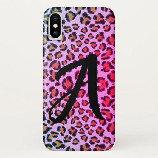 Leopard-Gepard-Gepard-Rosa-Muster - mit Monogramm Case-Mate iPhone Hülle (Rückseite)