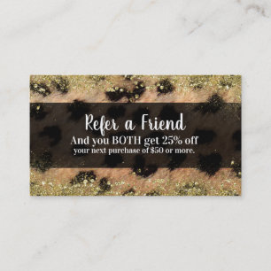 Leopard Gepard Gold Glitter Empfehle einen Freund Empfehlungskarte