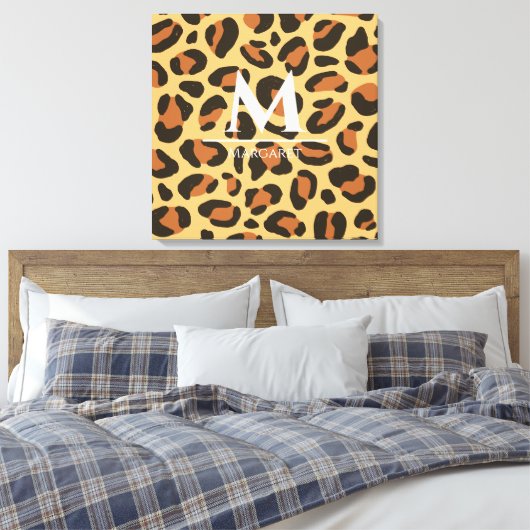 Leopard Gepard Monogramm Gespannte Leinwanddrucke Leinwanddruck (Insitu (Schlafzimmer))