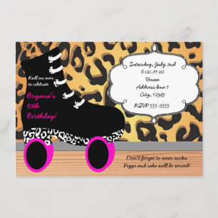 Leopard Gepard Rollschuh Skaten Einladung
