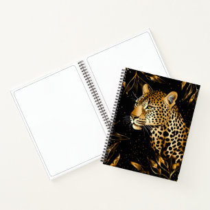 Leopard Gepard Schwarz Gold Skizzenbuch Notizblock
