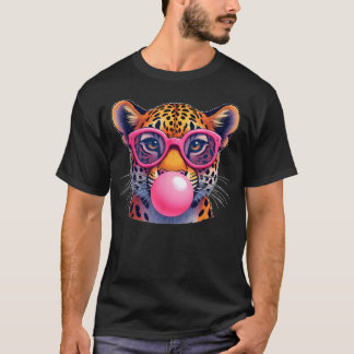 Leopard Gepard Süß Jaguar Katze Sonnenbrille Blase T-Shirt
