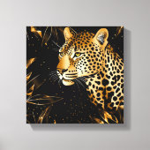 Leopard Gepard Tier Schwarz Gold Leinwanddruck (Vorderseite)
