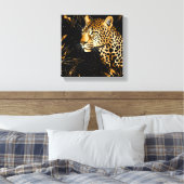 Leopard Gepard Tier Schwarz Gold Leinwanddruck (Insitu (Schlafzimmer))
