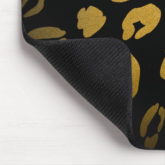 Leopard-Gepard-Tierdruck-Goldschwarz-Mausunterlage Mousepad (Ecke)
