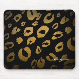 Leopard-Gepard-Tierdruck-Goldschwarz-Mausunterlage Mousepad