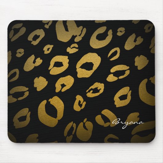 Leopard-Gepard-Tierdruck-Goldschwarz-Mausunterlage Mousepad (Vorne)