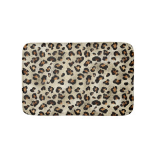 Leopard Gepard Tierdruck Muster Beige Braun Badematte