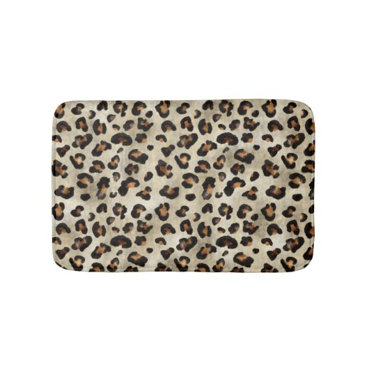 Leopard Gepard Tierdruck Muster Beige Braun Badematte (Vorderseite)