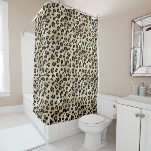 Leopard Gepard Tierdruck Muster Beige Braun Duschvorhang