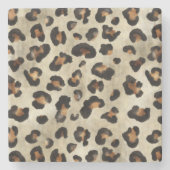 Leopard Gepard Tierdruck Muster Beige Braun Steinuntersetzer (Vorderseite)