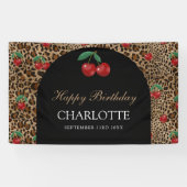Leopard Gepard Tierdruck Rot Kirsche Geburtstag Banner (Horizontal)