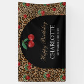 Leopard Gepard Tierdruck Rot Kirsche Geburtstag Banner (Vertikal)