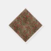 Leopard Gepard Tierdruck Rote Kirschen Serviette (Ecke)