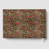 Leopard Gepard Tierdruck Rotkirschmuster Gästebuch (Rückseite)