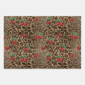 Leopard Gepard Tierdruck Rotkirschmuster Geschenkpapier Set (Vorderseite)