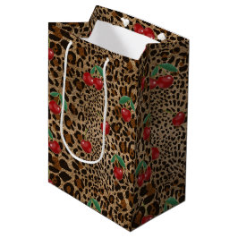 Leopard Gepard Tierdruck Rotkirschmuster Mittlere Geschenktüte