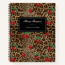 Leopard Gepard Tierdruck Rotkirschmuster Notizblock