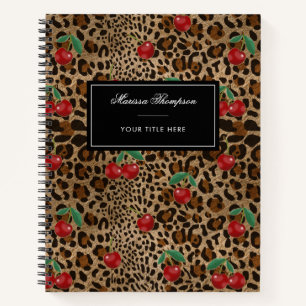 Leopard Gepard Tierdruck Rotkirschmuster Notizblock