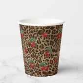 Leopard Gepard Tierdruck Rotkirschmuster Pappbecher (Vorderseite)