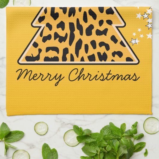 Leopard Gepard Weihnachtsbaum Handtuch (Gefaltet)