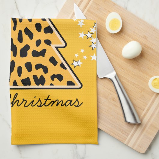 Leopard Gepard Weihnachtsbaum Handtuch (Viertel Falte)