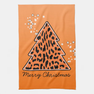 Leopard Gepard Weihnachtsbaum Handtuch