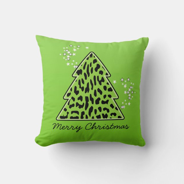 Leopard Gepard Weihnachtsbaum Kissen (Vorderseite)
