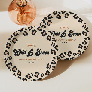 Leopard Gepard Wild und Seven 7. Geburtstagsfeier Pappteller