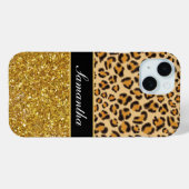 Leopard-Geparden-Glitzer Case-Mate iPhone Hülle (Rückseite (Horizontal))