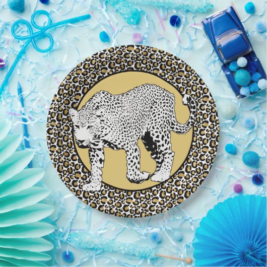 Leopard-Gesamtdesign Pappteller (Party)