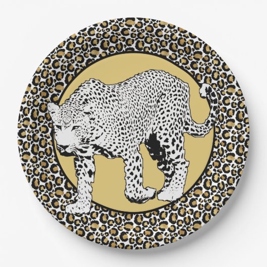 Leopard-Gesamtdesign Pappteller (Vorderseite)